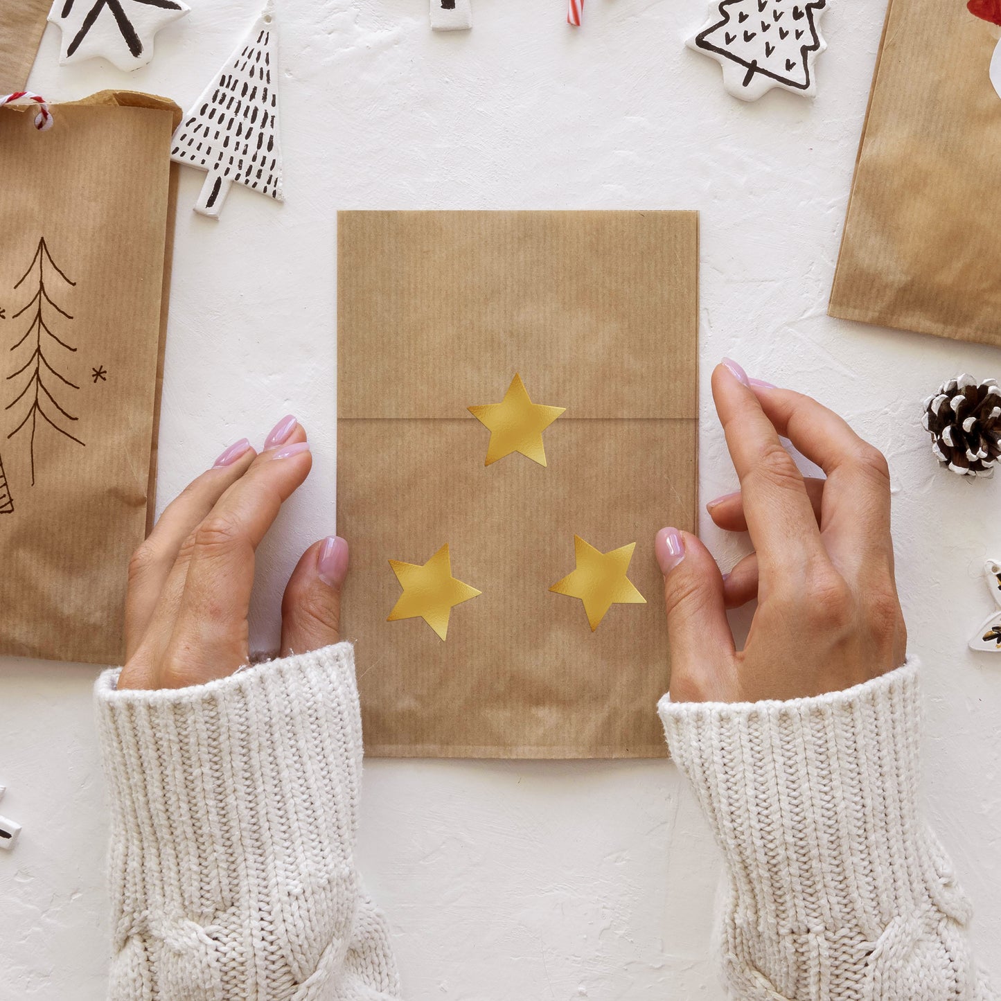 colortouch Gold Sterne Aufkleber, 500 St Star Sticker, 25 mm Glitzer Belohnung Sticker für Weihnachten Deko Papieraufkleber, Verpackung, Glitter Sterne Sticker, Weihnachtssticker