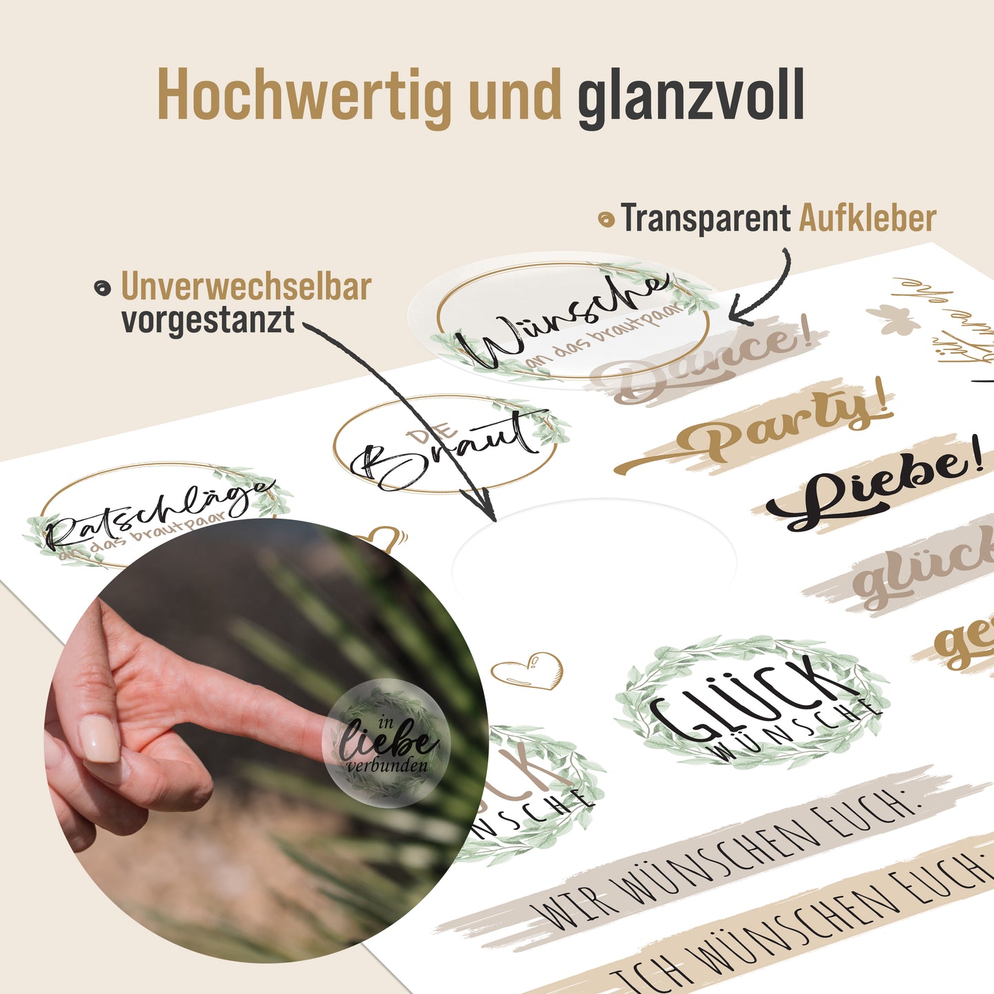 Gästebuch Hochzeit mit Fragen + Aufkleber