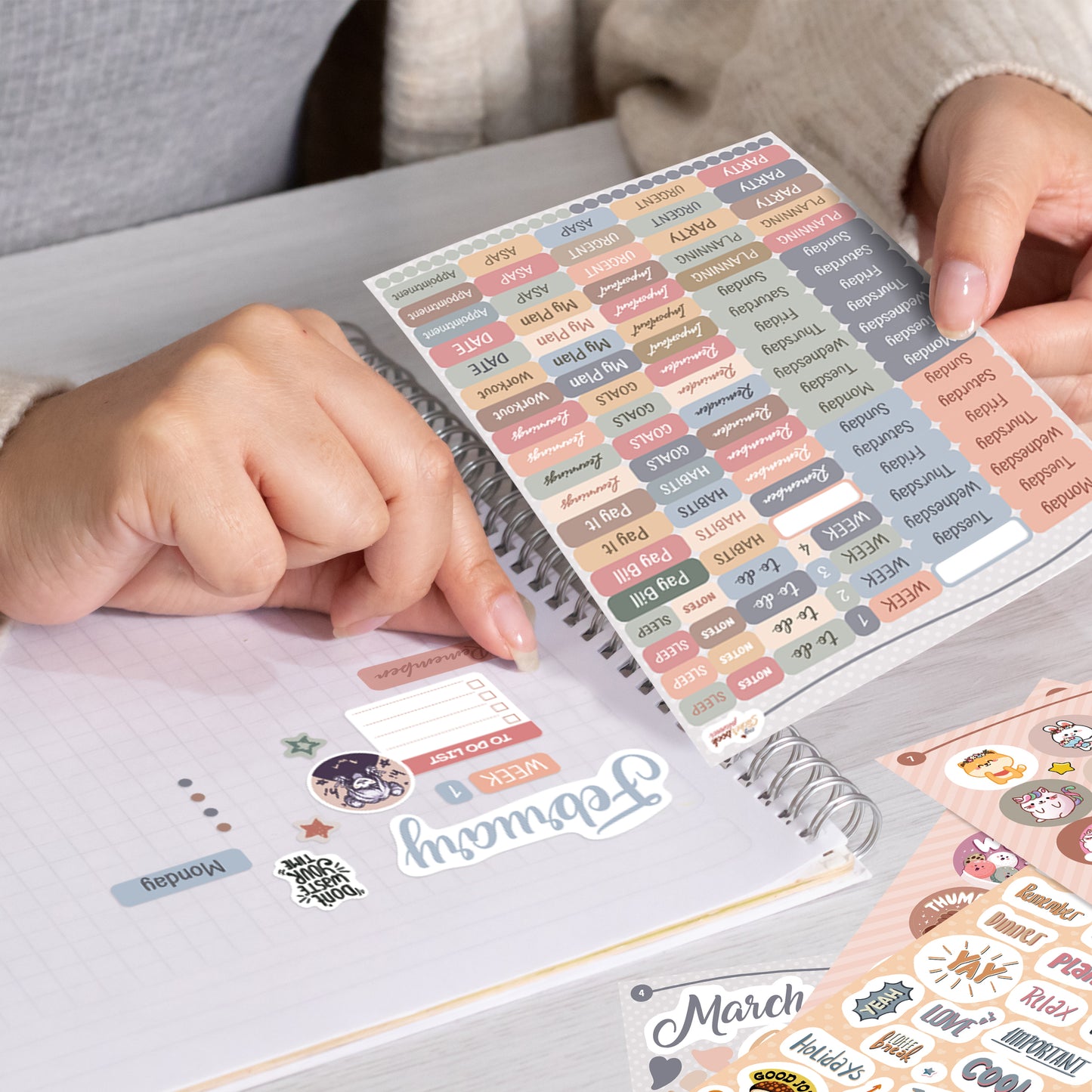 colortouch calendar 2025 with 1500+ stickers for appointment calendar, sticker set for A5 monthly planner, appointment planner ring binder with sticker album, 14 month weekly planner in German (Nov 24-Dec 25)