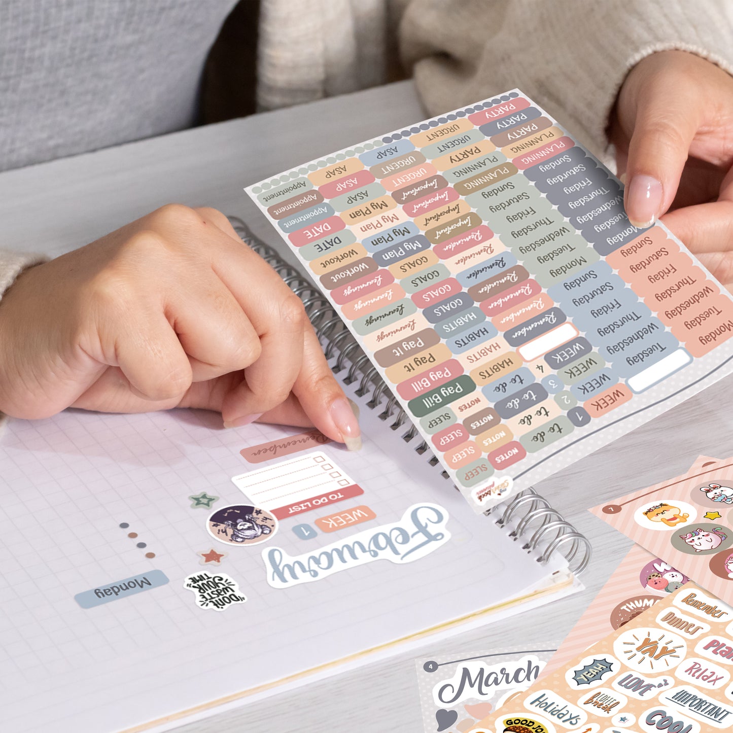 Terminplaner mit Pastel Set (1500+ St. Aufkleber)
