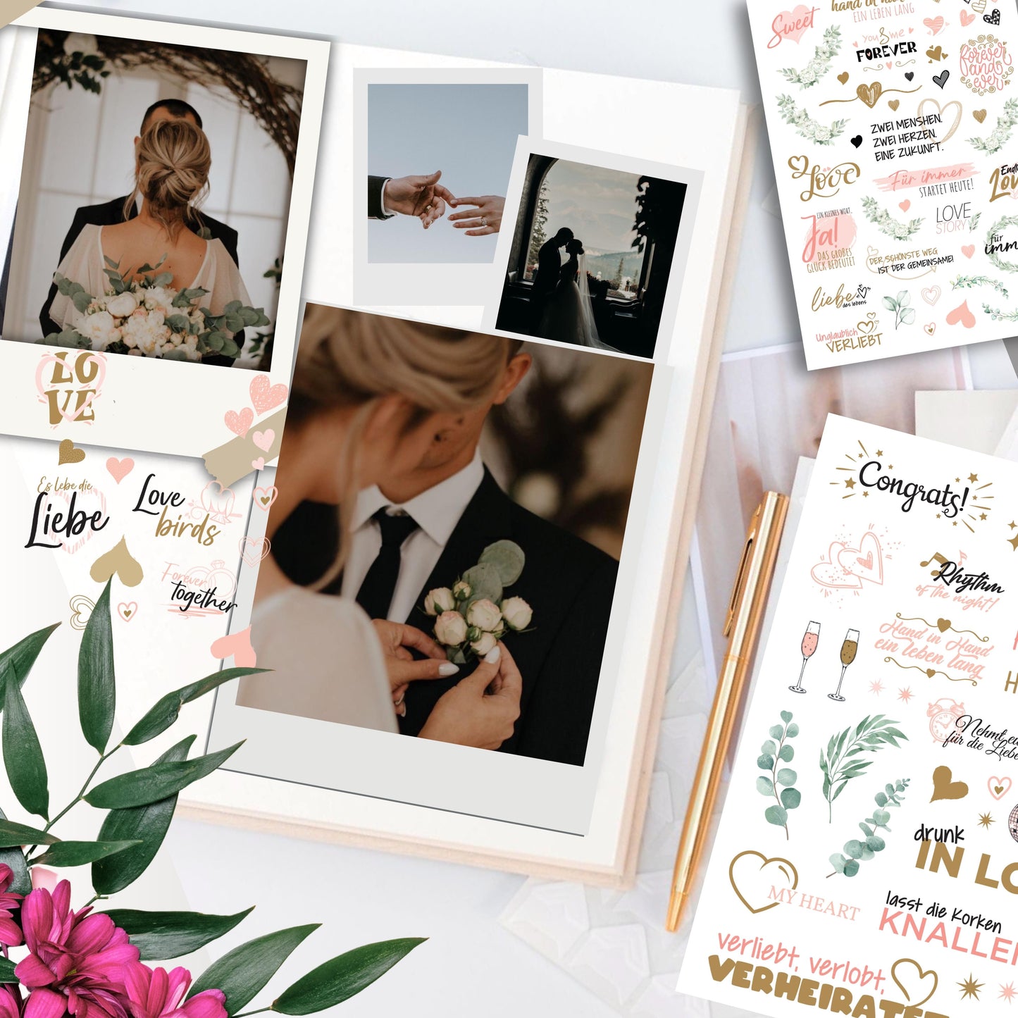 colortouch wedding stickers guest book (325 designs), wedding stickers for photo album, 10 sheets of wedding stickers for scrapbook, vintage love stickers, bullet journal wedding wedding decoration gifts