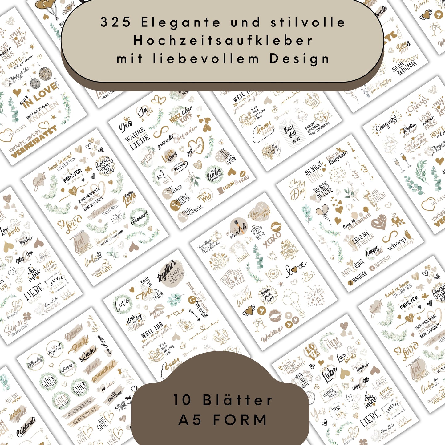 colortouch Gästebuch Hochzeit 100 Blanko Seiten mit Sticker Hochzeit, Hochwertiges Hochzeitsgästebuch, Aufkleber für Fotoalbum, Premium Papier Hochzeitsbuch, 10 Blatt Hochzeitsaufkleber