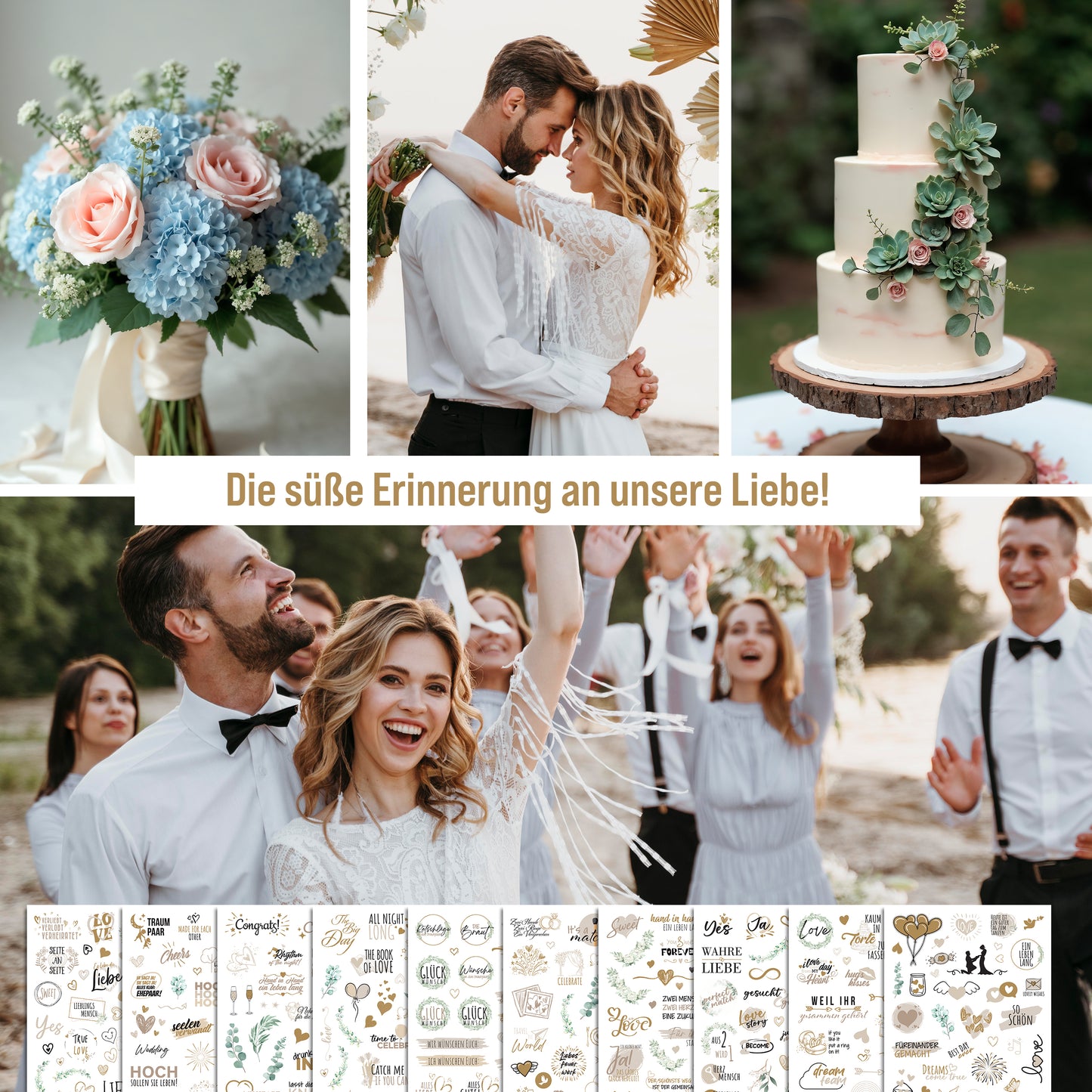 Gästebuch Hochzeit mit Fragen + Aufkleber