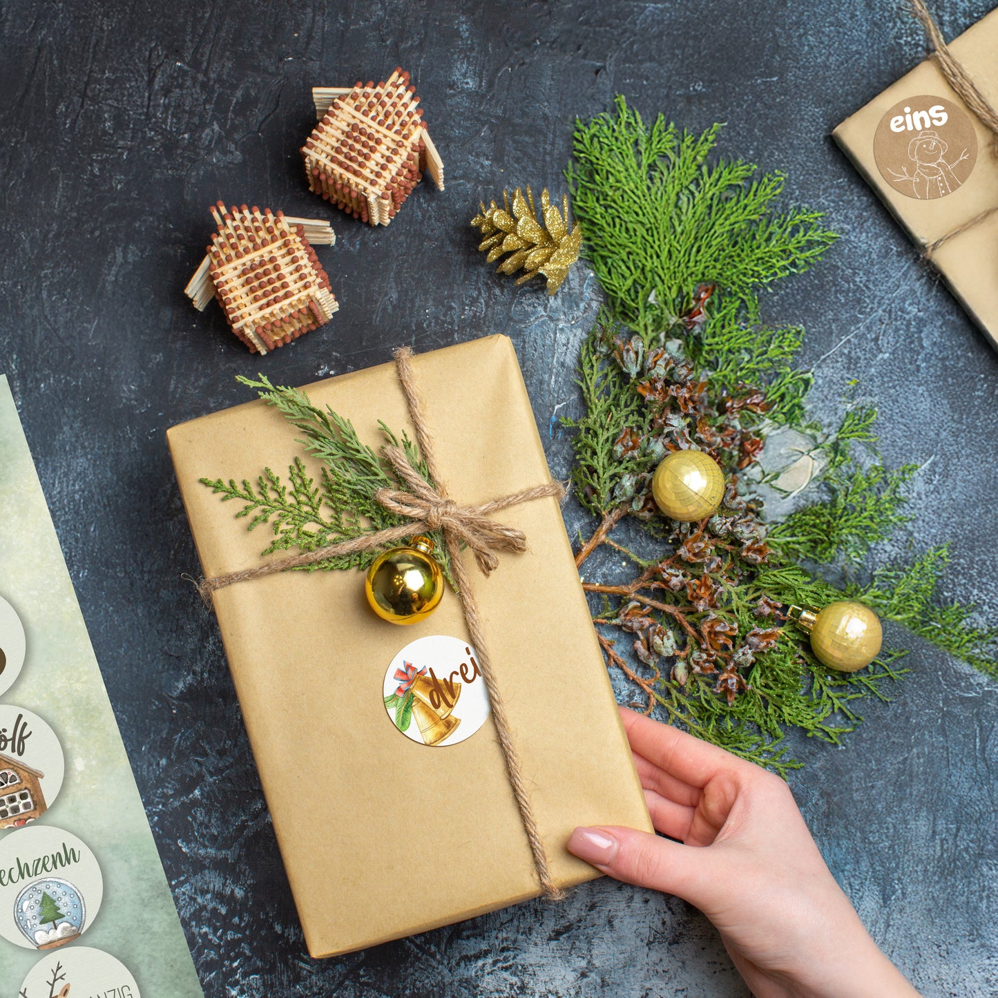 colortouch Adventskalender Aufkleber (Zahlen 1-24) Adventskalenderzahlen Etiketten Selbstklebend, Sticker für Kalender zum selber basteln für Weihnachten, Rund Zahlenaufkleber Nummern für Papiertüten