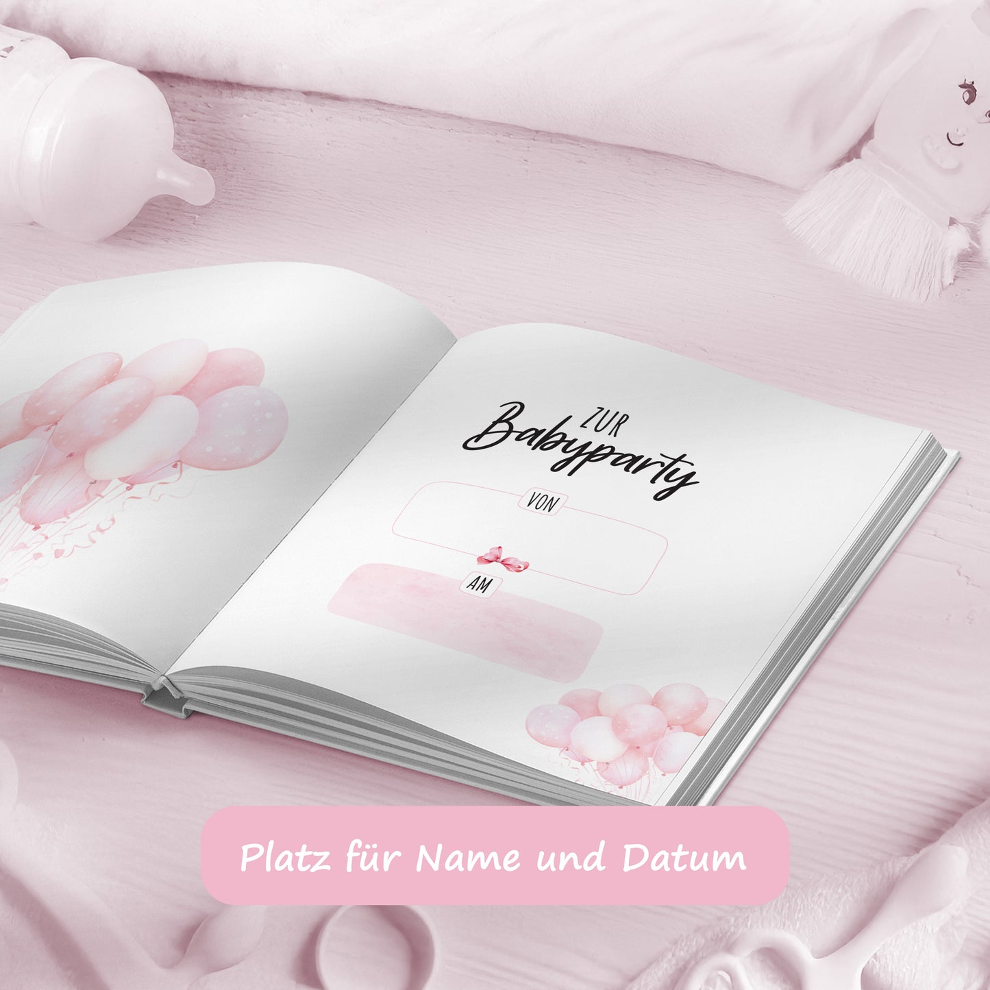 colortouch Gästebuch Babyparty mit Babyshower Spiele 50 Karten, 6 witzige Ratespiel Set für Babyparty zum Ausfüllen, Baby Shower Schwangerschaft Premium Geschenk für Junge & Mädchen, Gender Reveal