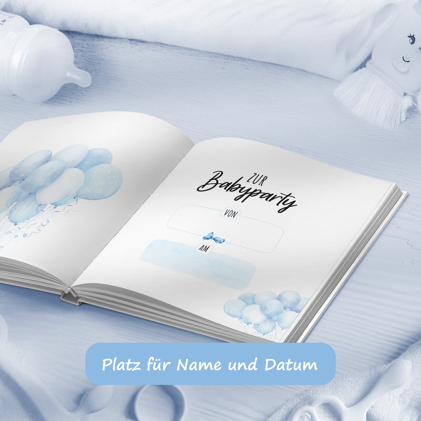 colortouch Gästebuch Babyparty mit Babyshower Spiele 50 Karten, 6 witzige Ratespiel Set für Babyparty zum Ausfüllen, Baby Shower Partyspiele Geschenk Junge & Mädchen, Fotoalbum zum selbstgestalten
