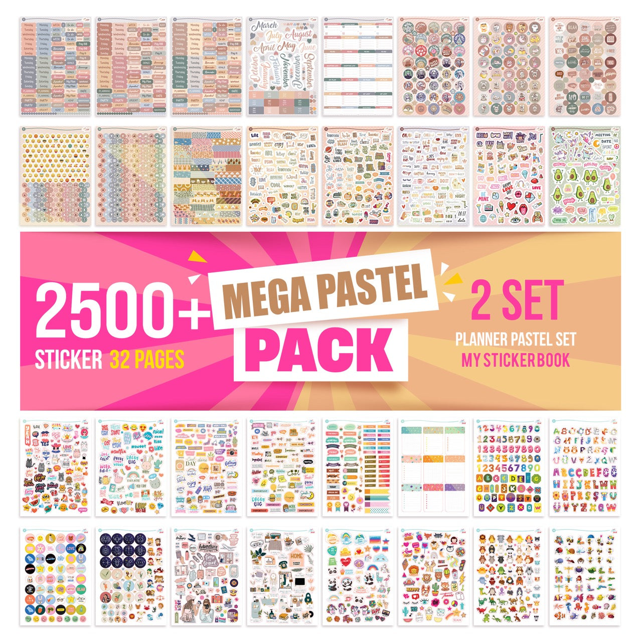 colortouch Sticker Set - 2500+ Stück, 32 Blatt Aufkleber Set für ...