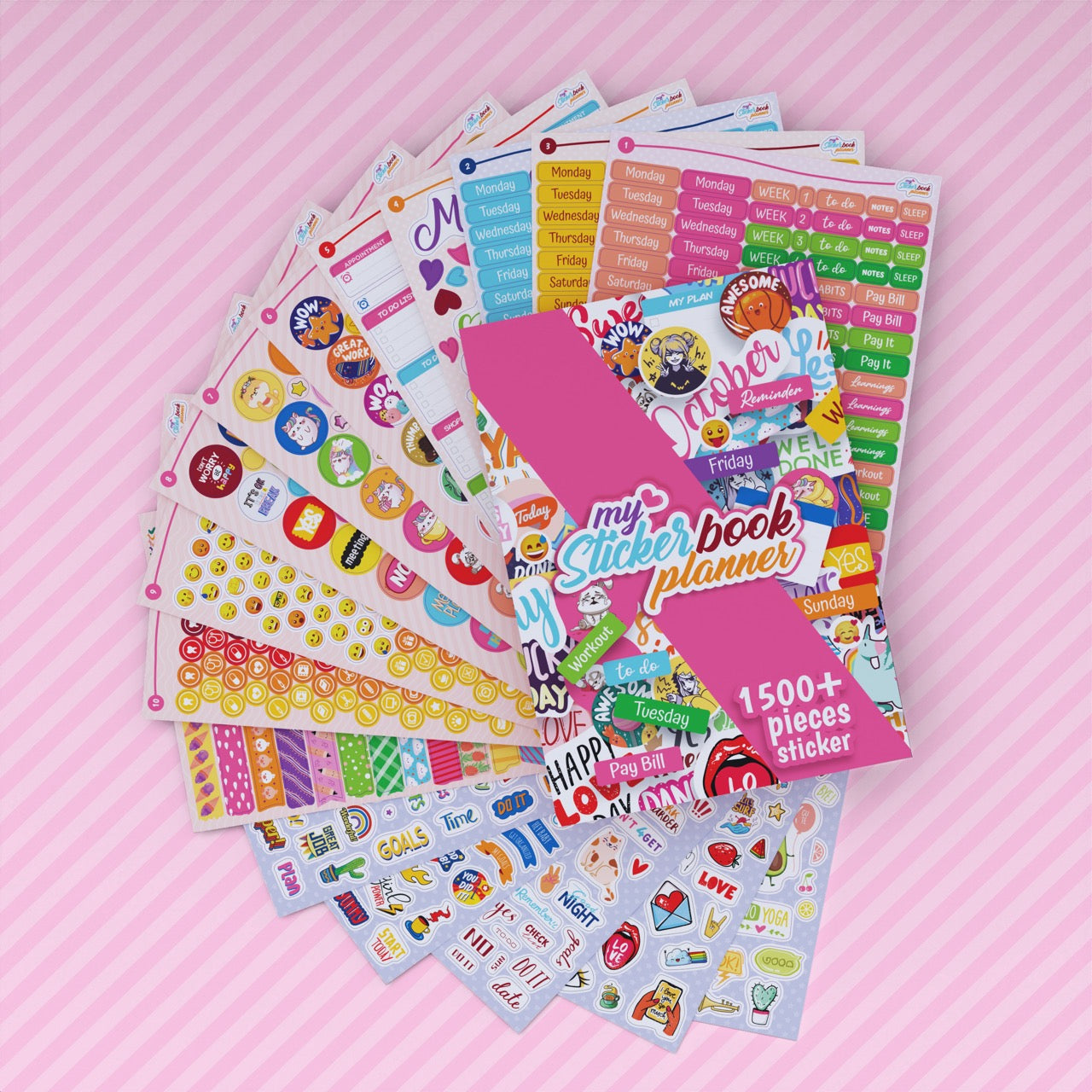 colortouch Planner Stickers - 1500+ pieces sticker set for monthly planner - scrapbook stickers accessories for calendar, planner, organizer, agenda, journal, notebook - sticker album, decorating, seasonal