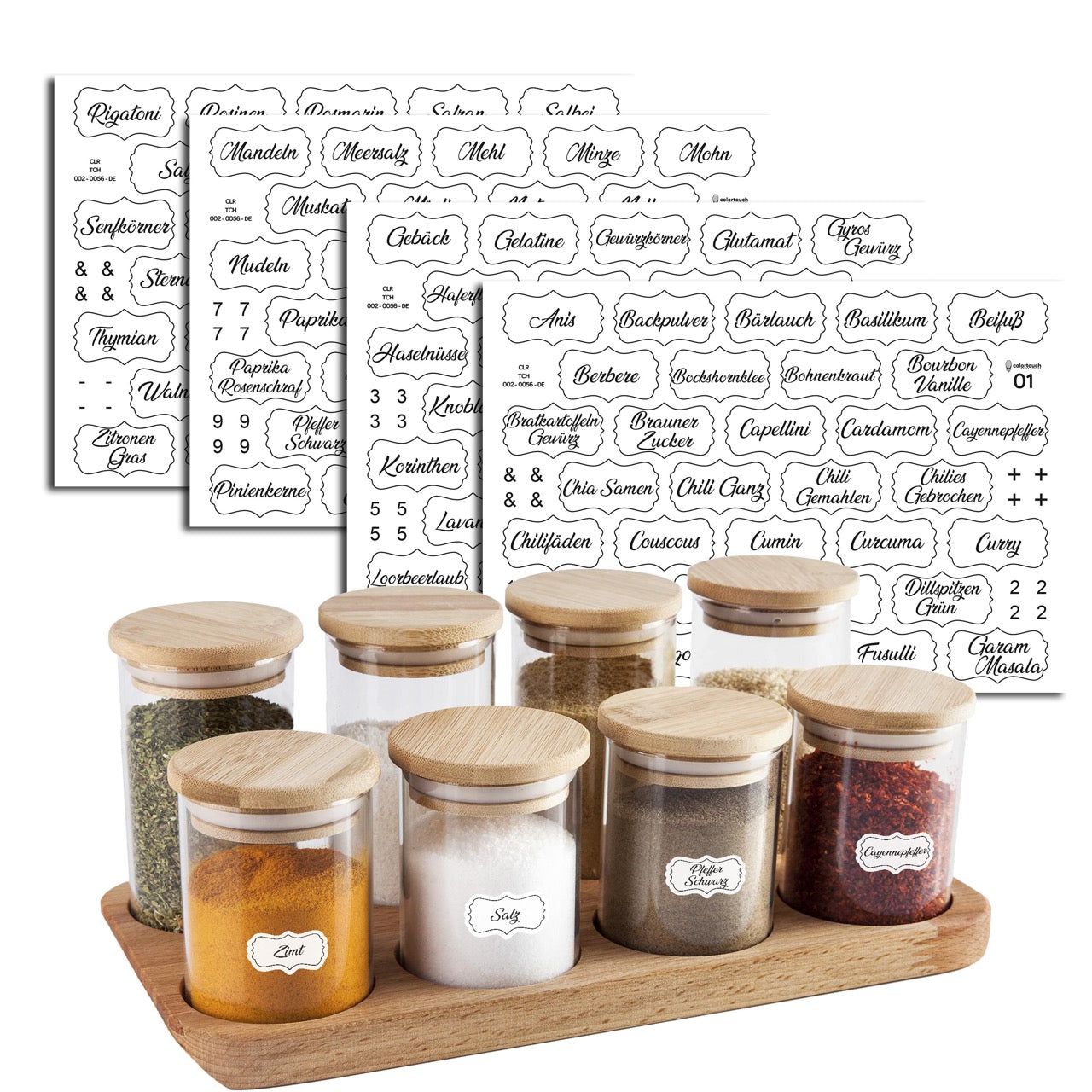 colortouch 128 pieces spice labels (German), white, waterproof