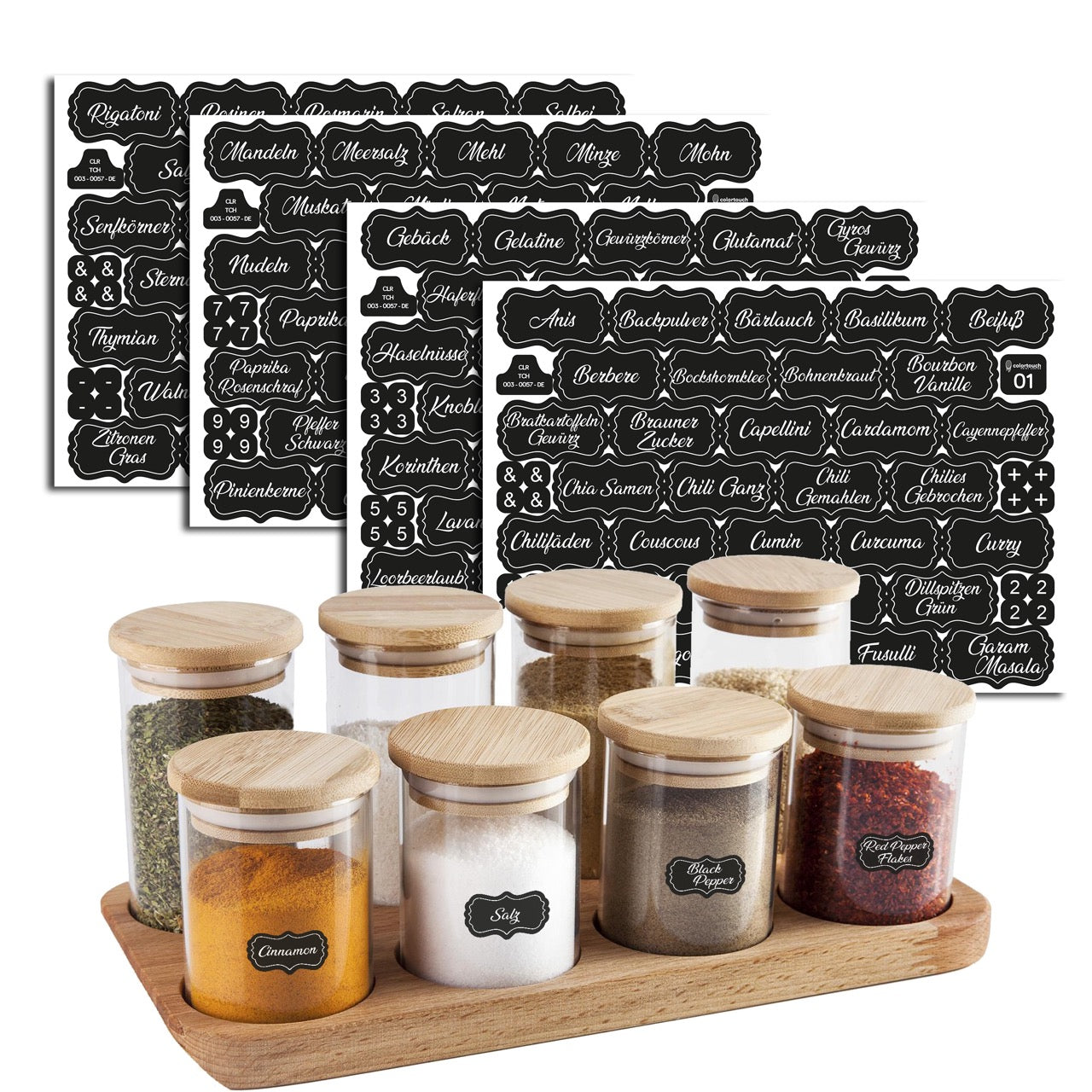 colortouch 128 pieces spice labels (German), black, waterproof