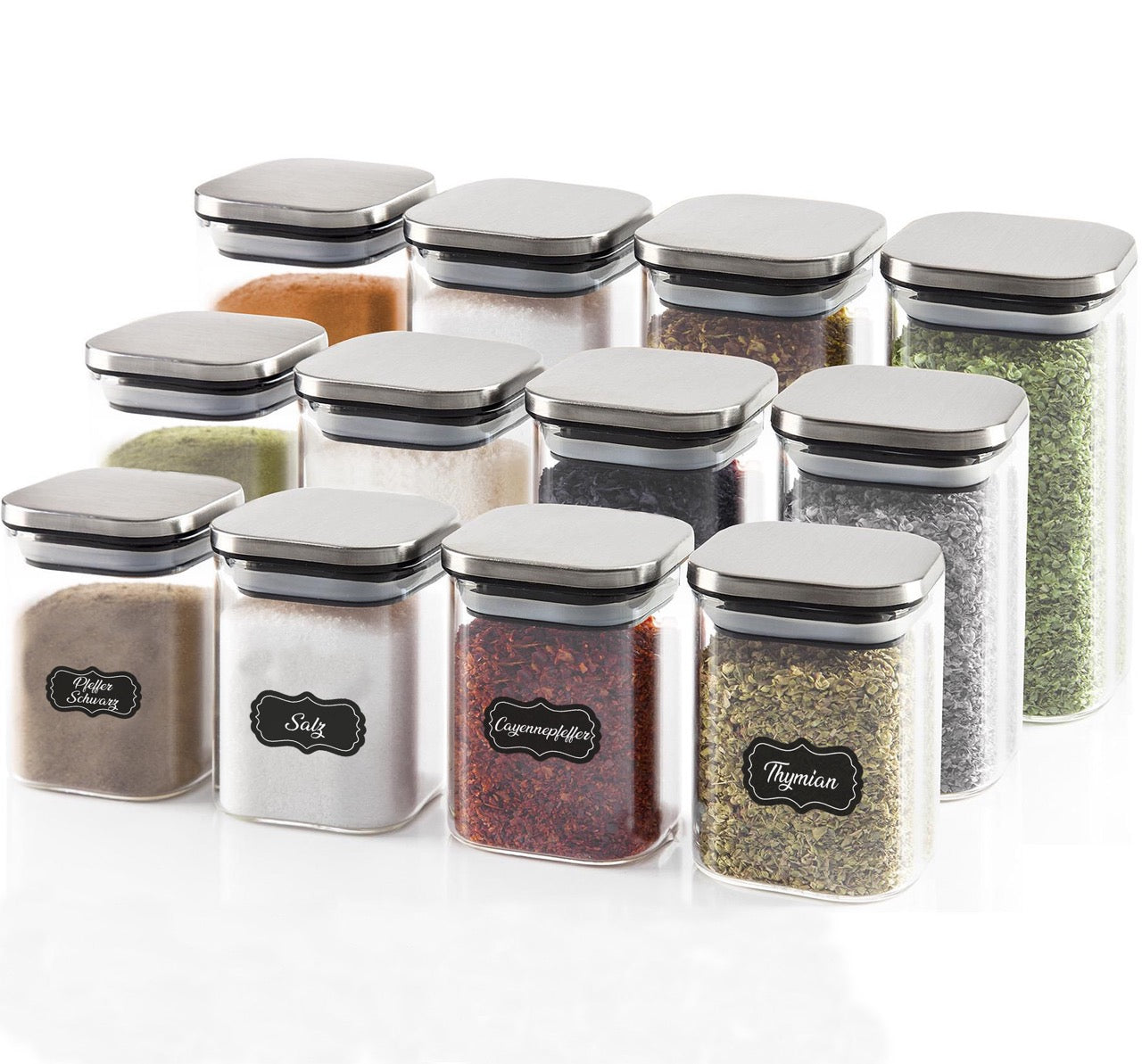 colortouch 128 pieces spice labels (German), black, waterproof