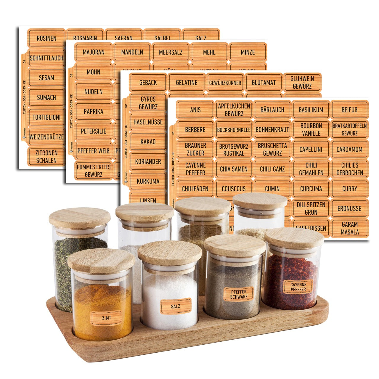 colortouch 140 pieces spice labels (German), bamboo, waterproof