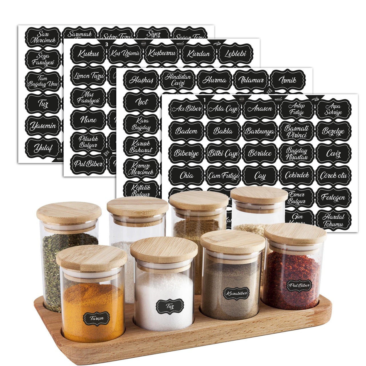 colortouch Pack of 120 Spice Labels (Turkish), Black, Waterproof