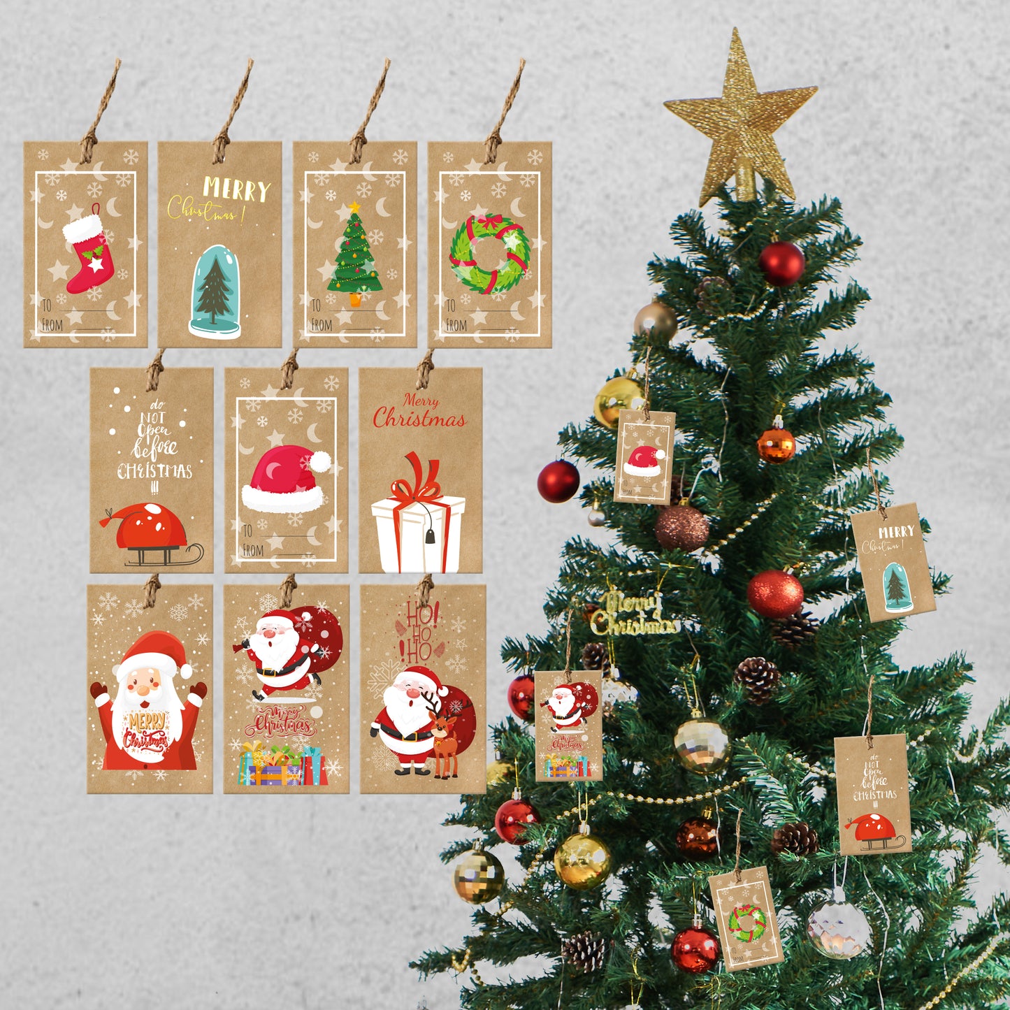 colortouch Christmas 40 pieces of kraft paper labels (5x8.5 cm), 8 different designs