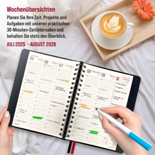 colortouch Terminkalender 2025 2026 mit 1500+ St Sticker für Terminplaner, Aufkleber Set für A5 Monatsplaner, Planer Ringbuch mit Stickeralbum, 14 Monate Wochenplaner auf Deutsch (Juli 25-Aug 26)