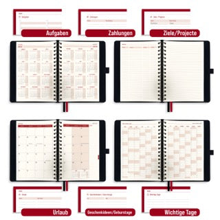 colortouch Buchkalender 2025 2026 mit 3000+ St Planer Aufkleber Set, Scrapbook Stickers Zubehör für A5 und 30 Minuten-Intervalle Kalender Ringbuch, Planner, Organizer, Softcover Agenda (14 Monate)