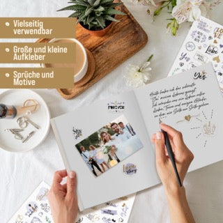 colortouch Sticker Hochzeit Gästebuch (325 Motive), Aufkleber Hochzeit für Fotoalbum, 10 Blatt Hochzeitsaufkleber für Scrapbook, Vintage Hochzeitsdeko, Bullet Journal Wedding Deko mit Herz