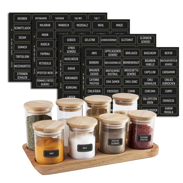 colortouch 140 pieces spice labels (German), black, waterproof