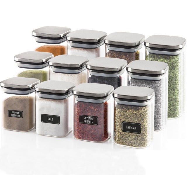 colortouch 140 pieces spice labels (German), black, waterproof