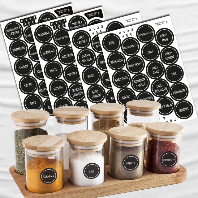 colortouch 140 pieces spice labels (German), black, waterproof