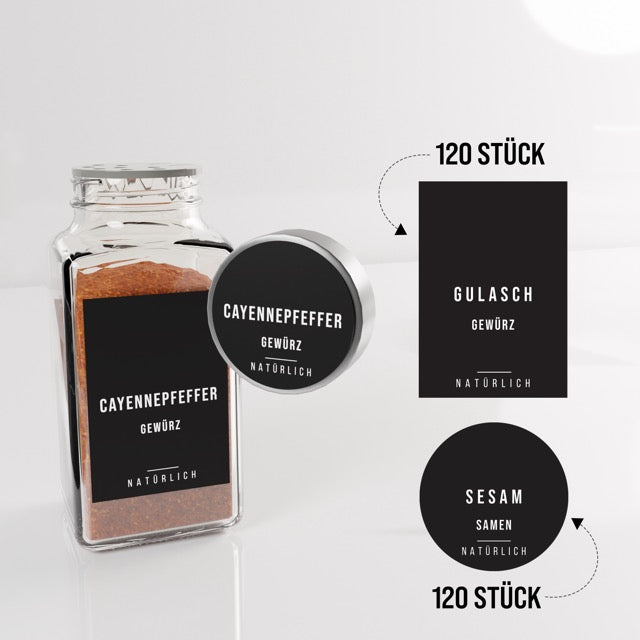 colortouch 140 pieces spice labels (German), black, waterproof