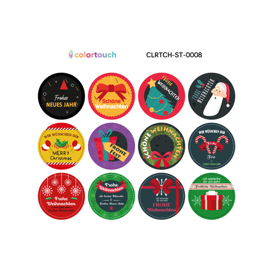 colortouch 48 Stück Geschenk Serie Aufkleber Weihnachten (Deutsch), 12 verschiedene Designs